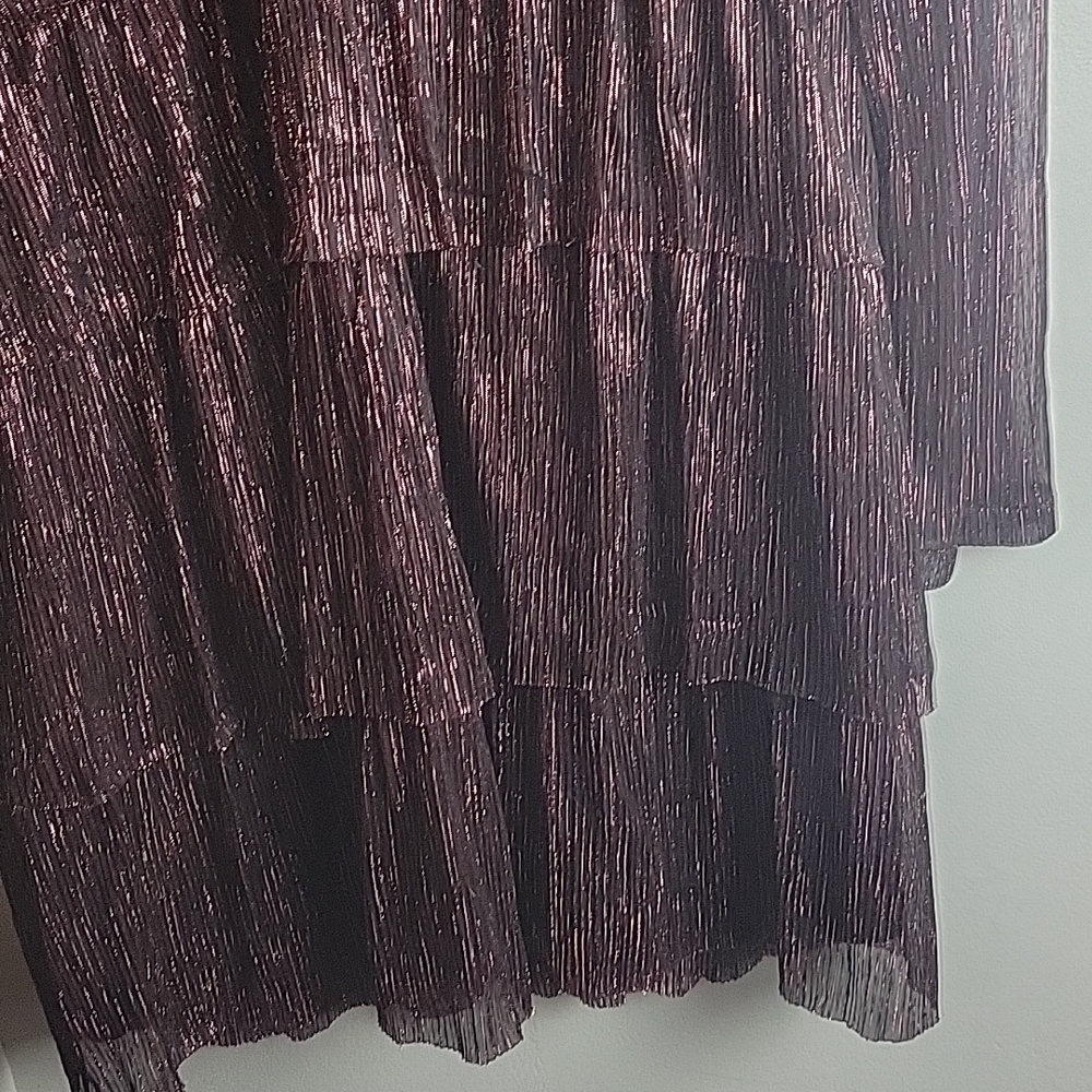 Socialite Metallic Long Sleeve Tiered Mini Dress-Size XL - Picture 9 of 16